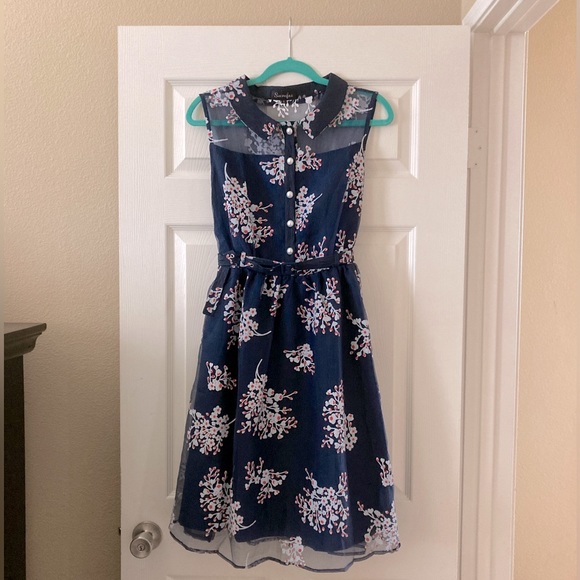 Floral Swing Style Dress by Sucrefas - Belted - Picture 2 of 11